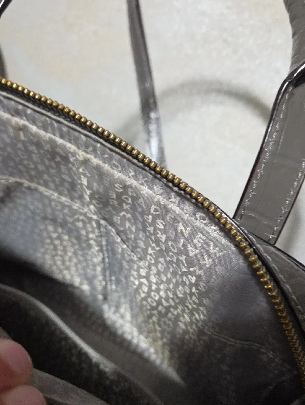 kate spade gray croc-embossed dome satchel with top handles NWOTS
